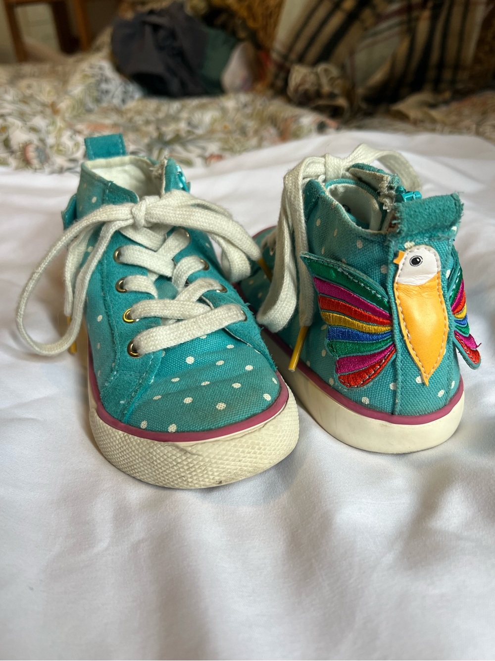 Mini Boden Rainbow Polka Dot High Top Sneakers